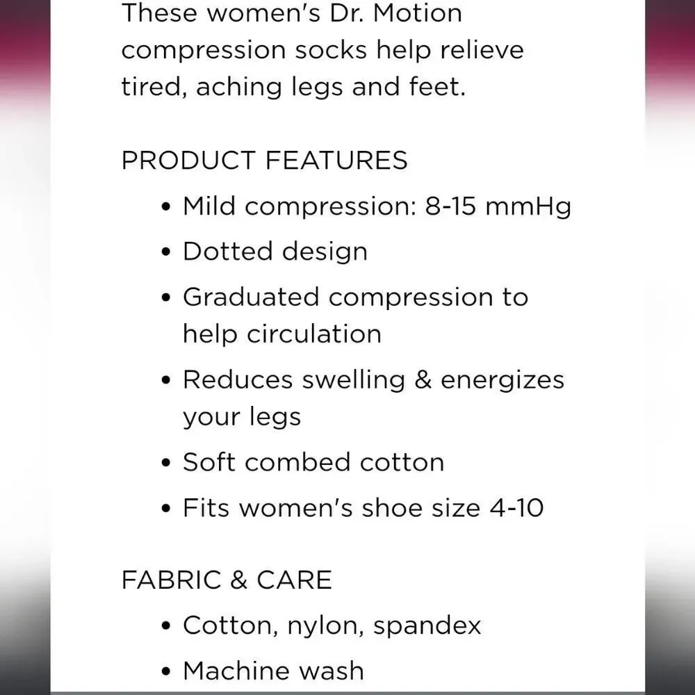 Dr. Motion Compression Knee Highs Polka Dot MEDIUM